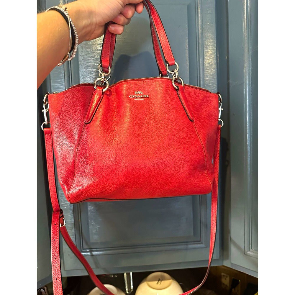 Coach Red Pebbled Leather Satchel Crossbody Bag – Broken Zipper, Repair